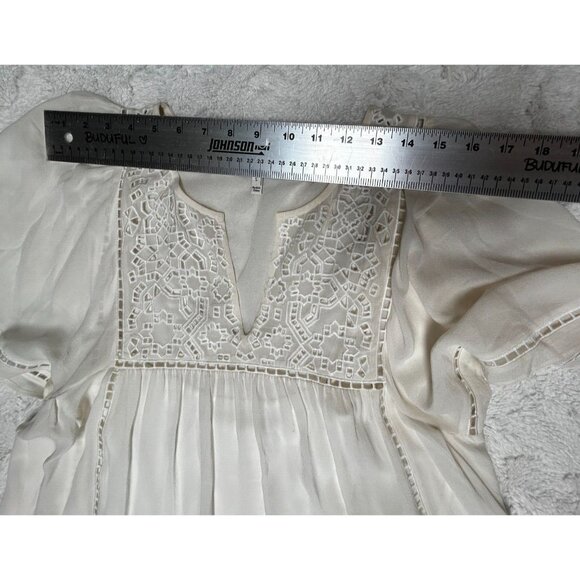 Joie Rainey Silk Crepe Georgette Dress Small Color Porcelain Short Sleeve - Picture 7 of 9